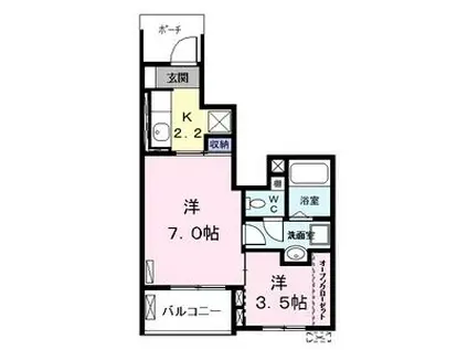 グラン ソレイユ I(2K/1階)の間取り写真