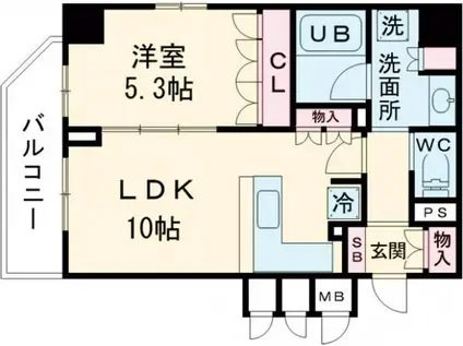 リーガル神戸三宮II(1LDK/10階)の間取り写真