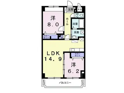 シャルマンコートYARA(2LDK/6階)の間取り写真