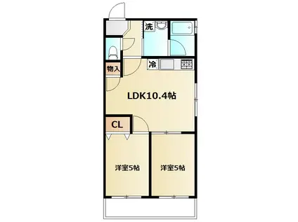 メルヴェーユ(2LDK/2階)の間取り写真