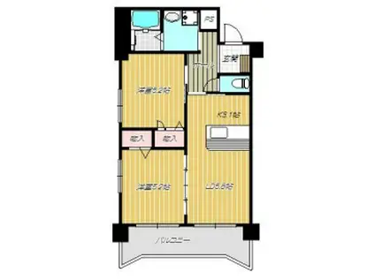 ハーバービュー南洲公園(2DK/2階)の間取り写真