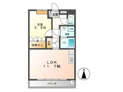 メゾン・ド・ネイジュII(1LDK/2階)の間取り写真