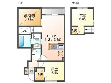 BELLE LEAD寺山(2LDK/1階)の間取り写真