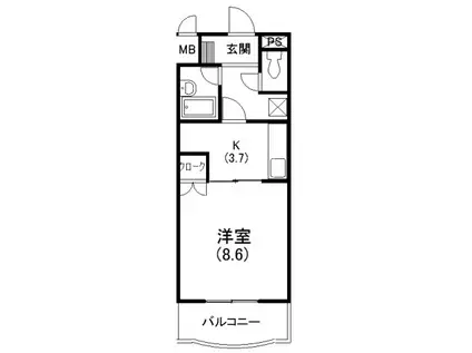 パリス富塚(1K/2階)の間取り写真