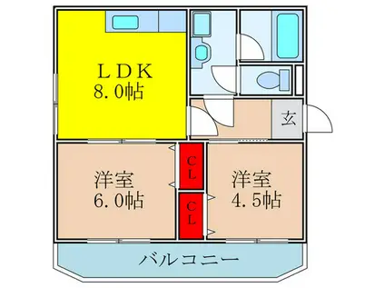 リビングサロンビル(2LDK/3階)の間取り写真