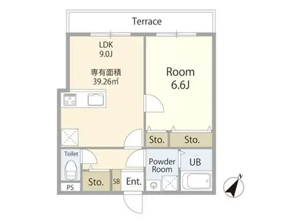 エテルノヴァローレ茅ケ崎(1LDK/2階)の間取り写真
