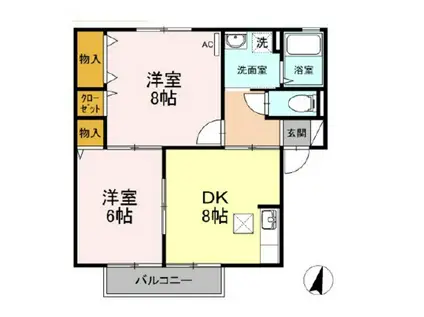 メゾンプリネールB棟(2DK/2階)の間取り写真