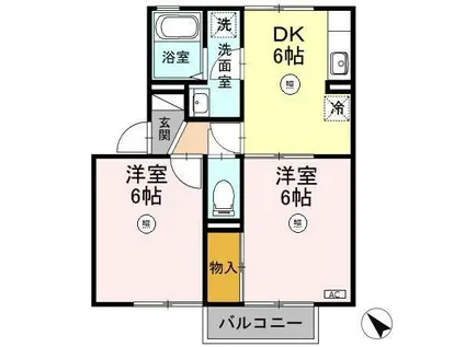 イースト・ヒルズ蒼久保 A(2DK/2階)の間取り写真