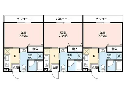 マルキハイツ(1K/1階)の間取り写真
