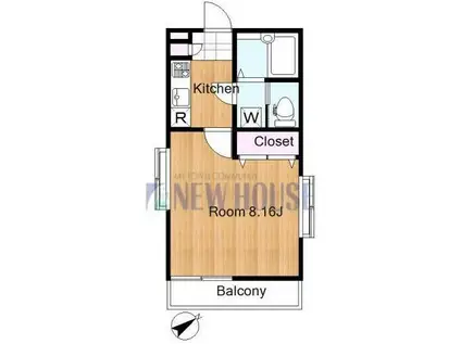 神楽坂倶楽部(1K/2階)の間取り写真