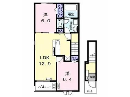ヴィオレッタ(2LDK/2階)の間取り写真
