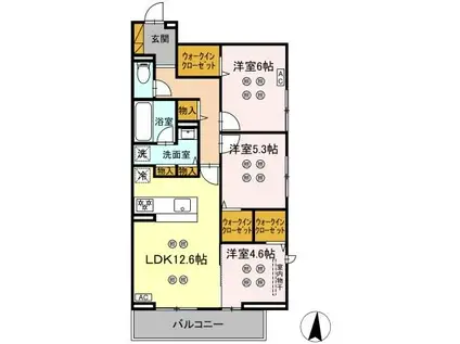 ローテ ベルク(3LDK/1階)の間取り写真