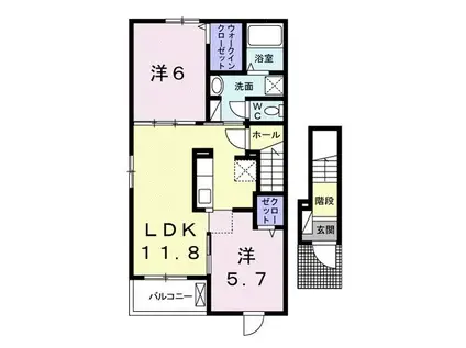 ジェルメ橋爪 I(2LDK/2階)の間取り写真