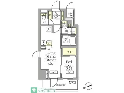 テラス北千住(1LDK/5階)の間取り写真