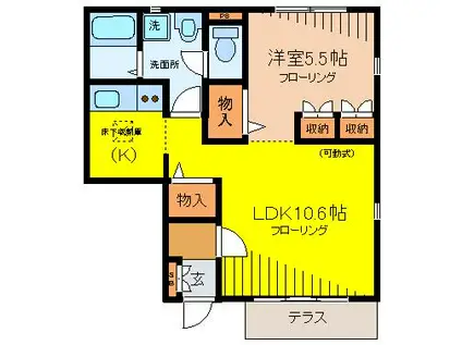 カーサ アリビオ(1LDK/1階)の間取り写真