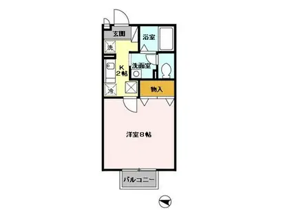 セジュールベリー(1K/1階)の間取り写真