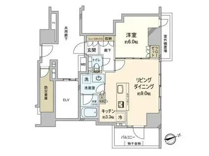 シャリエ御茶ノ水(1LDK/8階)の間取り写真
