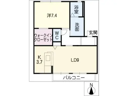 オアシス・コート C棟(1LDK/2階)の間取り写真