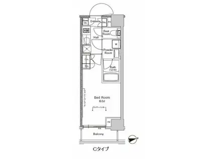 プラウドフラット門前仲町V(1K/4階)の間取り写真