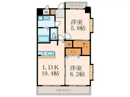 シグナス(2LDK/8階)の間取り写真