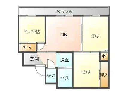 ボヌール石渡I(3DK/4階)の間取り写真
