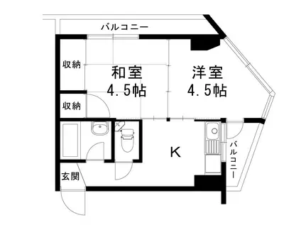 新添ビル(2K/4階)の間取り写真