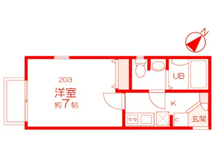 ステラ星川(1K/2階)の間取り写真