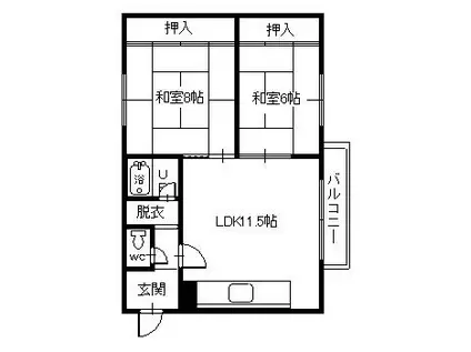 ポポラーレ緑道(2LDK/4階)の間取り写真