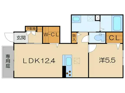 セルディーナ(1LDK/1階)の間取り写真