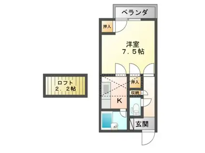 ハイムエスポワール(1K/2階)の間取り写真