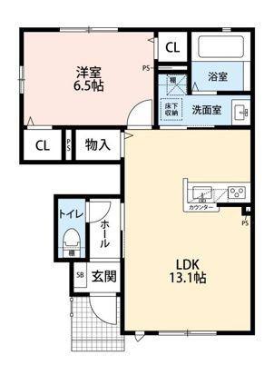 パストラル沼 Ⅱ(1LDK/1階)の間取り写真