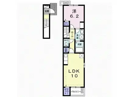 JR常磐線 四ツ倉駅 徒歩9分 2階建 築7年(1LDK/2階)の間取り写真