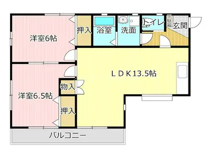 サンクエスC(2LDK/2階)の間取り写真