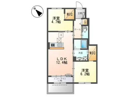 忠岡町忠岡東アパート(2LDK/1階)の間取り写真