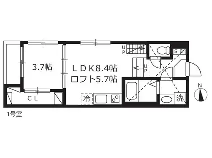 メゾン エトア(1LDK/2階)の間取り写真