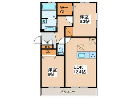 ヴィラージュたまプラーザ 桜(2LDK/3階)の間取り写真