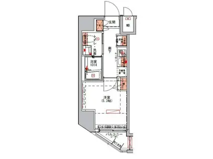 ハーモニーレジデンス山手大塚♯002(1K/12階)の間取り写真
