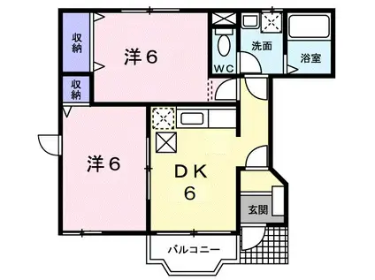 ラ・エルヴェール 下小林町(2DK/1階)の間取り写真