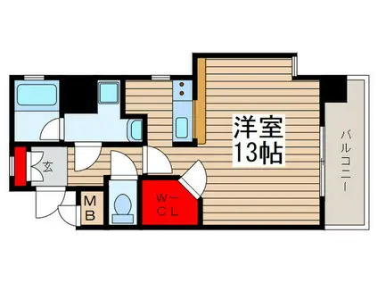 ウィッシュ・スクエア・イースト(ワンルーム/3階)の間取り写真