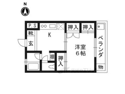 スカイロード東寺(1K/2階)の間取り写真