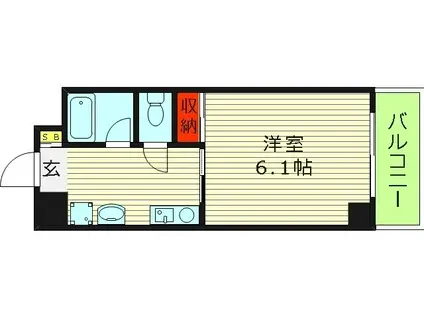 メッセージ東京橋(1K/4階)の間取り写真