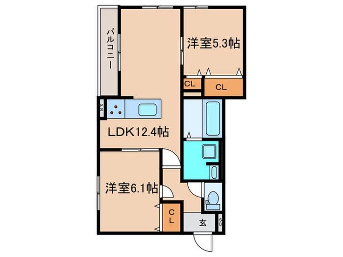 上甲子園廣和レジデンス(2LDK/3階)の間取り写真