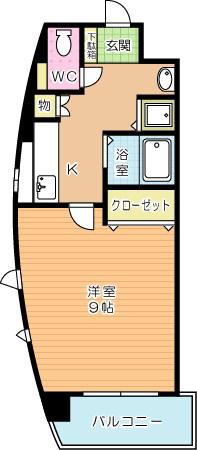 ウィークスM.ONE(1K/1階)の間取り写真