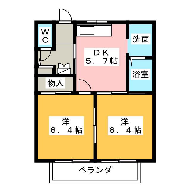 ひまわり B(2K/1階)の間取り写真