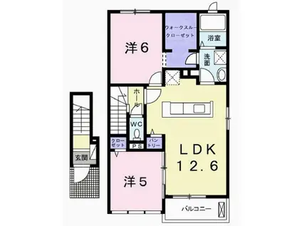 アグレーブル B(2LDK/2階)の間取り写真