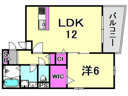 エルミタージュ塚口(1LDK/3階)の間取り写真
