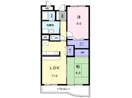 クレディア21(2LDK/3階)の間取り写真
