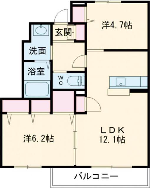 ブランエール G棟(2LDK/1階)の間取り写真