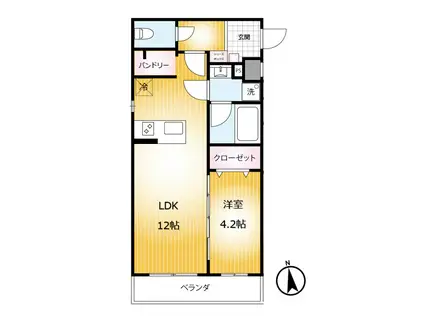 COCOON蘇我(1LDK/2階)の間取り写真