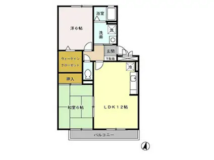 ロイヤルステージタウン鳥栖B(2LDK/1階)の間取り写真